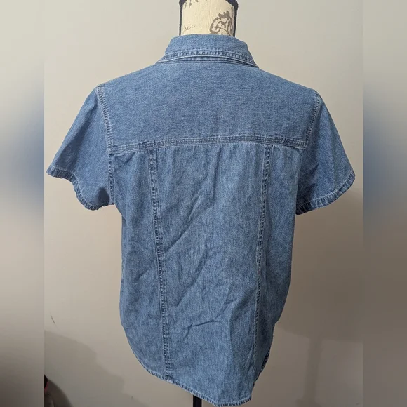 FADED GLORY Vintage Denim Shirt Women's Size XL Blue Jean Short Sleeve - Picture 4 of 5
